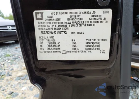 2002 Chevrolet Silverado 1500 Ls из США, поврежденный, VIN 2GCEK19V621160783